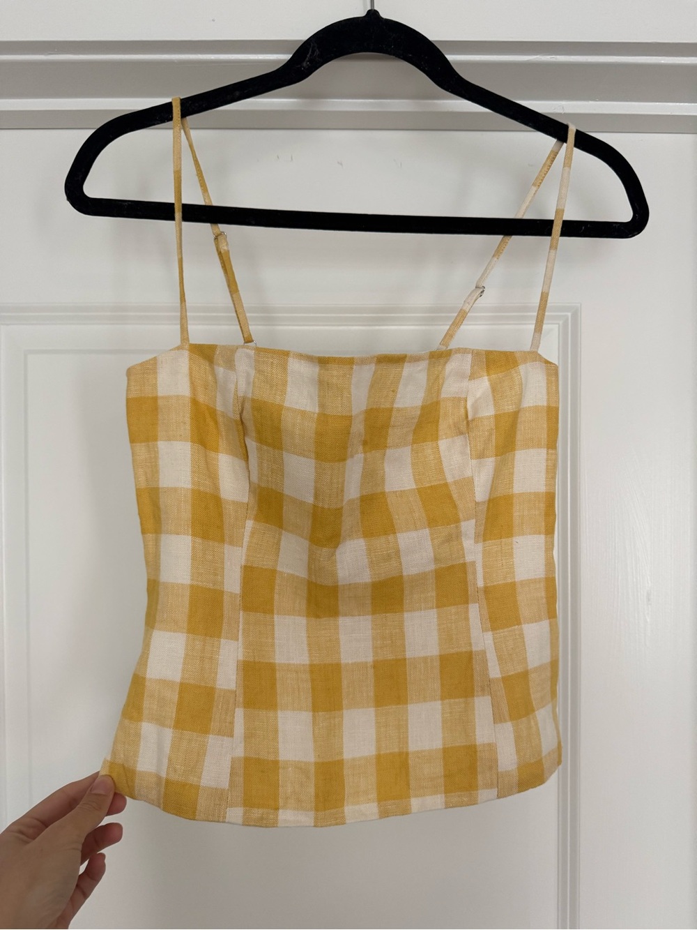 Reformation Overland Yellow Gingham Linen Tank 💛